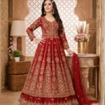 Bridal Red Heavy Embroidered Anarkali Gown
