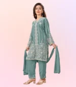 Aqua Elegance Embroidered Kurta Set - Image 2