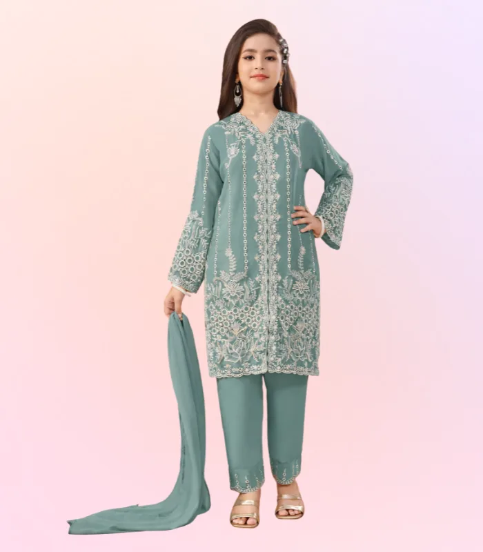 Aqua Elegance Embroidered Kurta Set