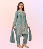 Aqua Elegance Embroidered Kurta Set - Image 4