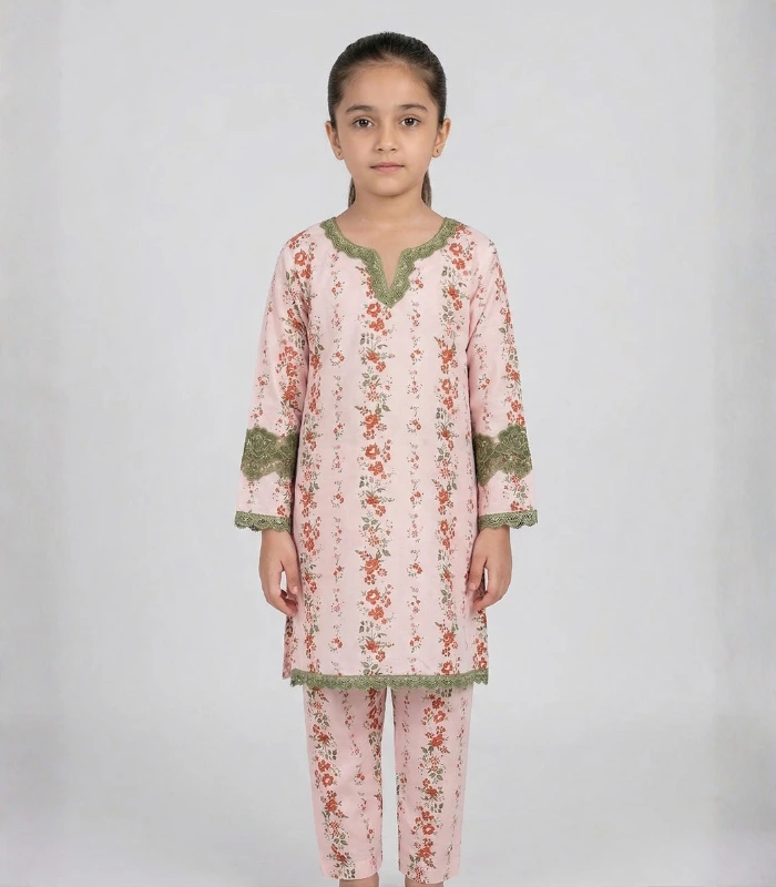 Blush Floral Kids Kurta Set