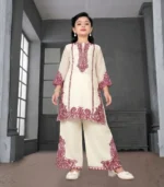 Ivory Rose Embroidered Kids Kurta Set - Image 3