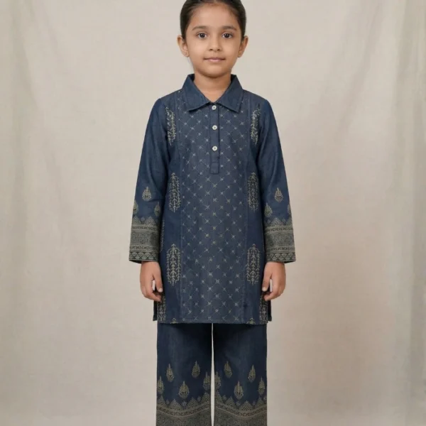 Royal Indigo Embroidered Kids Kurta Set