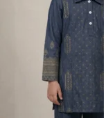 Royal Indigo Embroidered Kids Kurta Set - Image 2