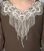 Chocolate Brown Embroidered Kids Kurta Set - Image 2