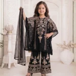 Noir Gold Embroidered Kids Kaftan Set