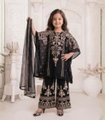 Noir Gold Embroidered Kids Kaftan Set