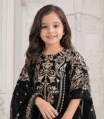 Noir Gold Embroidered Kids Kaftan Set - Image 2