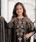 Noir Gold Embroidered Kids Kaftan Set - Image 3