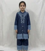 Indigo Lace Detail Kids Kurta Set