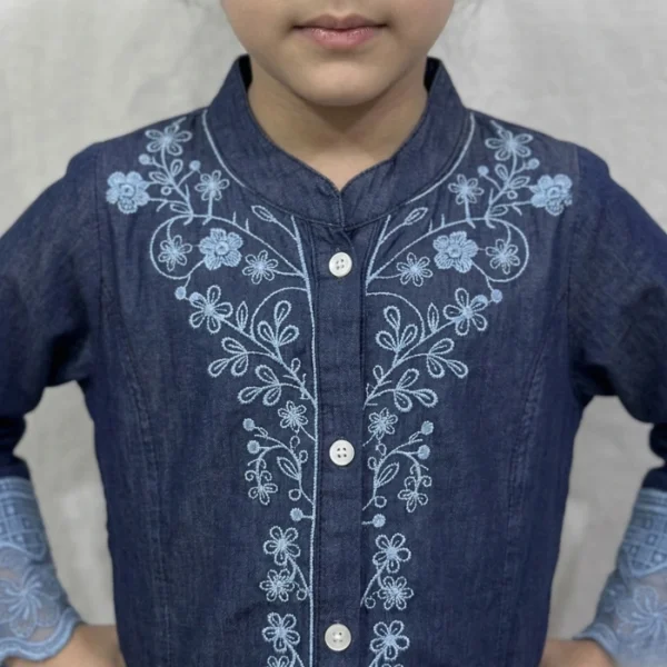 Indigo Lace Detail Kids Kurta Set