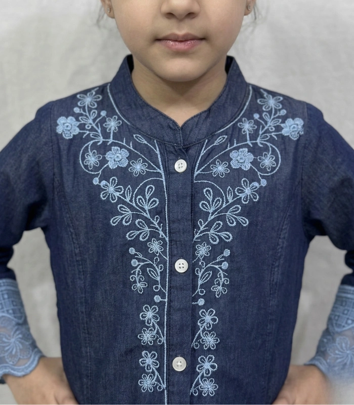 Indigo Lace Detail Kids Kurta Set