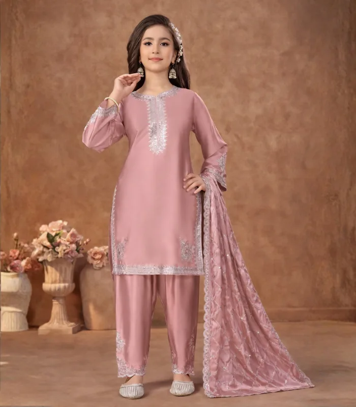 Rose Mist Embroidered Kurta Set