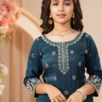 Royal Teal Embroidered Sharara Set