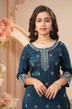 Royal Teal Embroidered Sharara Set