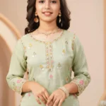 Pastel Mint Floral Embroidered Kurta Sharara Set
