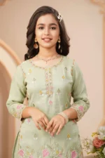 Pastel Mint Floral Embroidered Kurta Sharara Set